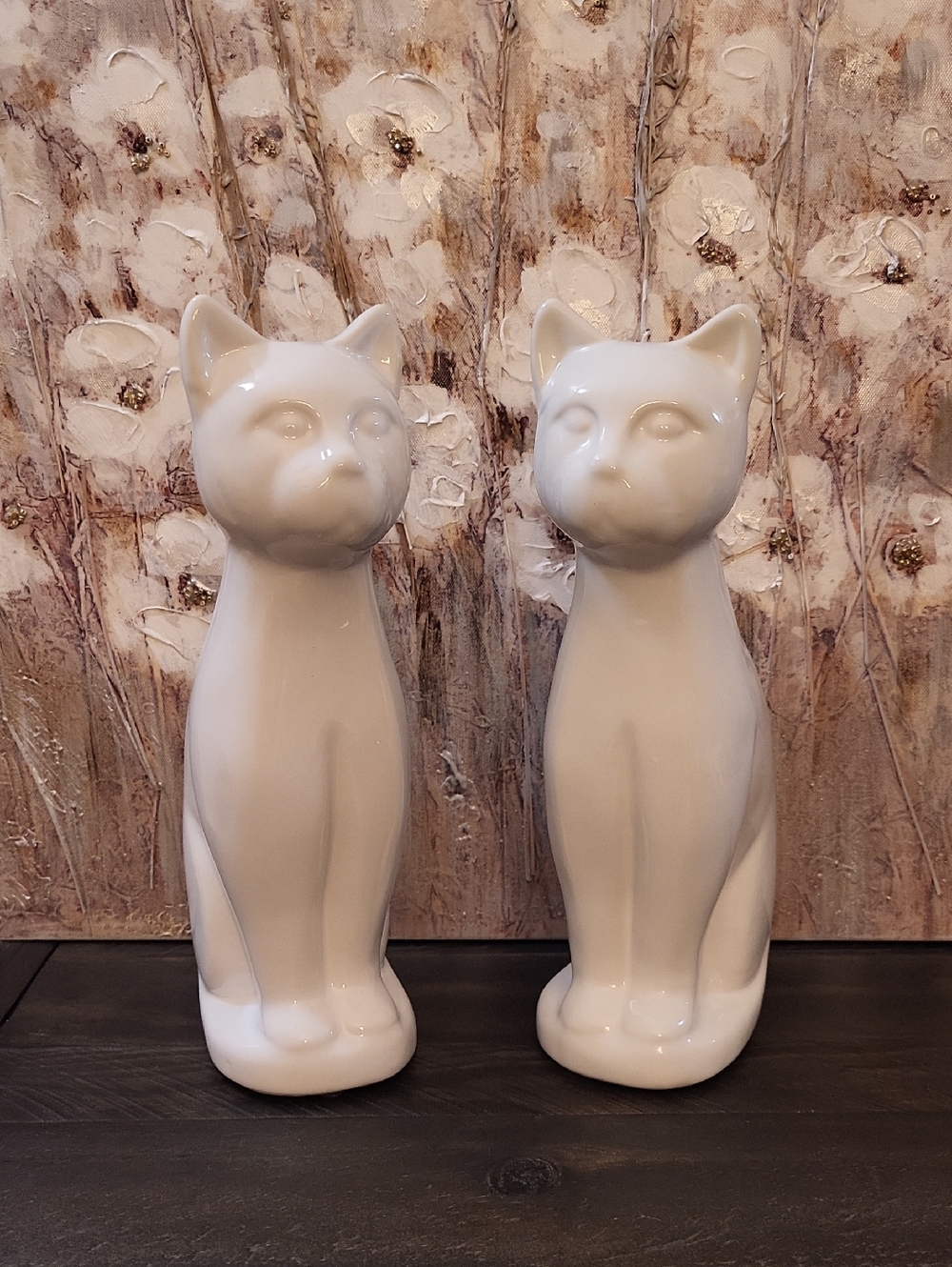 2 Pier 1 Ceramic Sitting White Cats